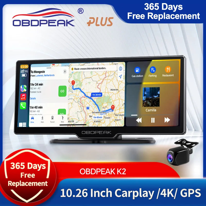 OBDPEAK™ - 2024 HD CAR DVR with GPS & Screen Link